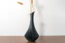 Modern Ribbed Decorative Vase – Black